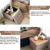 BRIAN & DANY Foldable Storage Ottoman Footrest and Seat Cube with Wooden Feet and Lid, Khaki 15” x15” x14.7” - Image 7
