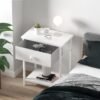 White Nightstands Set of 2, Small Night Stand with Drawer and Shelf Storage End Table for Bedroom, Dorm, Modern - Image 6