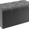 30 inches Folding Storage Ottoman, Ottoman with Storage Footrest Seat Support 350lbs, Storage Bench for Living Room Bedroom, Linen Fabric Grey - Image 2