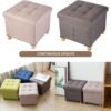 BRIAN & DANY Foldable Storage Ottoman Footrest and Seat Cube with Wooden Feet and Lid, Khaki 15” x15” x14.7” - Image 8