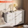 Wide Dresser for Bedroom TV Stand Entertainment Center with Large Chest of 9 Drawers for 50'' TV with Leather Front, Metal Handles for Closet, Entryway, Living Room, Glacier White - Image 3