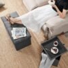 30 inches Folding Storage Ottoman, Ottoman with Storage Footrest Seat Support 350lbs, Storage Bench for Living Room Bedroom, Linen Fabric Grey - Image 7