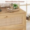 VIAGDO Rattan Nightstand Set of 2 with Charging Station, Natural Rattan Night Stand with 3 Large Rattan Decorated Drawers, Boho Bedside Table, End Side Table, 3 Drawer Rattan Dresser for Bedroom - Image 7