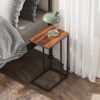 WLIVE Side Table, C Shaped End Table for Couch, Sofa and Bed, Large Desktop C Table for Living Room, Bedroom, Retro Brown and Black - Image 5