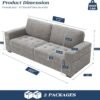 89 Inch Modern Sofa Couch with USB Port & Side Pockets, Chenille Fabric 3 Seater Couch,Comfy Washable Small Sofas & Couches for Living Room Bedroom Apartment（Grey） - Image 3