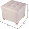 BRIAN & DANY Foldable Storage Ottoman Footrest and Seat Cube with Wooden Feet and Lid, Khaki 15” x15” x14.7” - Image 4