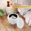 Vanity Stool Chair with Storage, Faux Fur Makeup Room Seat Stool, Soft Padded Seat, Round Footrest Footstools with 4 Metal Legs & Adjustable Footings, Vanity, Bathroom, Bedroom Chairs White - Image 6