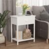 White Nightstands Set of 2, Small Night Stand with Drawer and Shelf Storage End Table for Bedroom, Dorm, Modern - Image 9
