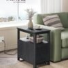 VASAGLE Side Table with Charging Station, Narrow Nightstand with 2 Drawers, Living Room End Table with Storage, for Small Spaces, Coastal Style, Charcoal Gray ULET322B22 - Image 3