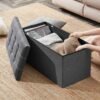 30 inches Folding Storage Ottoman, Ottoman with Storage Footrest Seat Support 350lbs, Storage Bench for Living Room Bedroom, Linen Fabric Grey - Image 5