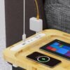 Bedside Shelf with USB Charging Port - Cup Holder, and AC Outlets - Perfect Dorm Room Essential and Floating Bamboo Nightstand, Bed Side Table Bunk Bed Shelf with Cupholder,Wooden Nightstand,Hooks - Image 3