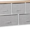 ZENY Extra Wide Dresser Storage Tower - Storage Tower Unit for Bedroom, Hallway, Closet, Office Organization - Steel Frame, Wood Top, Easy Pull Fabric Bins - 5 Drawers (Natural + Light Grey) - Image 10