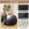 Bean Bag Chairs for Adults - Memory Foam Furniture BeanBag Chair - Kids/Teens Sofa with Soft Micro Fiber Cover - Round Fluffy Couch for Living Room Bedroom College Dorm - 3 ft, Carbon Black - Image 6