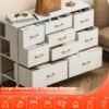 Wide Dresser for Bedroom TV Stand Entertainment Center with Large Chest of 9 Drawers for 50'' TV with Leather Front, Metal Handles for Closet, Entryway, Living Room, Glacier White - Image 6