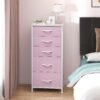 YITAHOME 5 Drawers Dresser - Fabric Dresser, Organizer Unit for Living Room, Closets(Pink) - Image 5