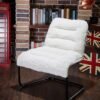 Upholstered Metal-Framed Lounge Chair with Sherpa Seat, White - Ideal for Bedrooms, Living Rooms, Dorms, Indoor Spaces, Accent and Lounging - Image 7