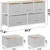 ZENY Extra Wide Dresser Storage Tower - Storage Tower Unit for Bedroom, Hallway, Closet, Office Organization - Steel Frame, Wood Top, Easy Pull Fabric Bins - 5 Drawers (Natural + Light Grey) - Image 4