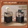 WLIVE End Table with Charging Station, Bed Side Table with Open Shelf and Cabinet, Farmhouse Night Stand, End Tables Living Room, Bedroom, Small Spaces, Black - Image 6