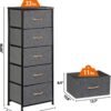 SUPER DEAL Fabric Dresser for Bedroom 46 inch Tall Dresser Vertical Storage Tower Chest of Drawers with 5 Storage Drawers Wood Top and Sturdy Metal Frame for Closet Living Room Hallway Entryway, Grey - Image 3