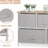 ZENY Extra Wide Dresser Storage Tower - Storage Tower Unit for Bedroom, Hallway, Closet, Office Organization - Steel Frame, Wood Top, Easy Pull Fabric Bins - 5 Drawers (Natural + Light Grey) - Image 5