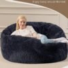 Bean Bag Chairs for Adults Teens Convertible Chair Mattress, Bean Bags Chair with Removable Plush Cover, Sleeper Chair That Turns into Mattress, Full, Dark Grey - Image 5