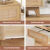 VIAGDO Rattan Nightstand Set of 2 with Charging Station, Natural Rattan Night Stand with 3 Large Rattan Decorated Drawers, Boho Bedside Table, End Side Table, 3 Drawer Rattan Dresser for Bedroom - Image 9
