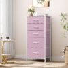 YITAHOME 5 Drawers Dresser - Fabric Dresser, Organizer Unit for Living Room, Closets(Pink) - Image 3