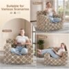 Bean Bag Chair Bean Bag Sofa Chair with Ultra Soft Fluffy Cover Giant Bean Bag Chairs for Adults, Comfy Chair for Bedroom, Gaming Room, Dorm, Living Room (Khaki White) - Image 7