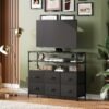 WLIVE Led Dresser TV Stand for 45 Inch TV, Entertainment Center with LED Lights and Power Outlet, Black Drawer Dressers with Double Open Shelves, TV Stands for Bedroom and Living Room - Image 3