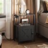 WLIVE End Table with Charging Station, Bed Side Table with Open Shelf and Cabinet, Farmhouse Night Stand, End Tables Living Room, Bedroom, Small Spaces, Black - Image 7