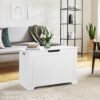 ZENY Lift Top Storage Cabinet Bench, Wooden Chest Room Organizer Bin with 2 Safety Hinges (White) - Image 7
