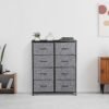 ZENY Fabric Dresser for Bedroom, Storage Tower with Fabric Bins, Tall Dresser with 8 Drawers, Double Dresser, Chest of Drawers for Closet, Living Room, Hallway, Grey - Image 5