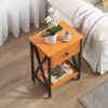 VECELO Nightstand,Modern Bedside End Table, Night Stand with Drawer and Storage Shelf for Living Room Bedroom, Industrial Metal Frame - Image 5
