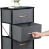 SUPER DEAL Fabric Dresser for Bedroom 46 inch Tall Dresser Vertical Storage Tower Chest of Drawers with 5 Storage Drawers Wood Top and Sturdy Metal Frame for Closet Living Room Hallway Entryway, Grey - Image 7