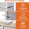ZENY Extra Wide Dresser Storage Tower - Storage Tower Unit for Bedroom, Hallway, Closet, Office Organization - Steel Frame, Wood Top, Easy Pull Fabric Bins - 5 Drawers (Natural + Light Grey) - Image 6