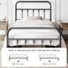 Yaheetech Classic Metal Platform Bed Frame Mattress Foundation with Victorian Style Iron-Art Headboard/Footboard/Under Bed Storage/No Box Spring Needed/Twin XL Size Black - Image 6