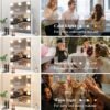 Vanity Mirror with Lights,9.8"x11.8"LED Mirror Makeup,Light up Mirror with 9 Dimmable LED Bulbs for Bedroom,3 Colors Modes,Touch Control,(White) - Image 4