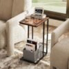 WLIVE Side Table, C Shaped End Table for Couch, Sofa and Bed, Large Desktop C Table for Living Room, Bedroom, Retro Brown and Black - Image 7