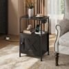 WLIVE End Table with Charging Station, Bed Side Table with Open Shelf and Cabinet, Farmhouse Night Stand, End Tables Living Room, Bedroom, Small Spaces, Black - Image 3