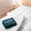 Texas Linen Co. Twin XL Cooling Mattress Topper, Pillow-Top Optimum Thickness, Soft 100% Cotton Fabric, Breathable & Plush Quilted Down-Like Fill, Snug Deep Pocket fit White - Image 2