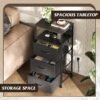 WLIVE LED Nightstand with Charging Station, Black Night Stand with 3 Fabric Drawers and Storage Shelf, Small Dresser for Small Space, Bedside Table with USB Ports and Outlets for Bedroom - Image 7