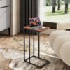 WLIVE Side Table, C Shaped End Table for Couch, Sofa and Bed, Large Desktop C Table for Living Room, Bedroom, Retro Brown and Black - Image 8