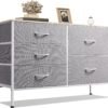 WLIVE Dresser for Bedroom with 5 Drawers, Wide Bedroom Dresser with Drawer Organizers, Chest of Drawers, Fabric Dresser for Living Room, Closet, Hallway, Light Grey - Image 2