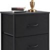 Sweetcrispy Nightstand with 2 Storage Drawers, 20" Height Small Bed Side Furniture End Table, Wooden Top Fabric Cabinet Kids Night Stand Mini Dresser for Bedroom, Closet, Entryway, Dorm - Image 2