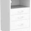 White Nightstand with Charging Station, Modern End Side Table with 3 Drawers, Wooden Cabinet Stand by Sofa, Bedside Tables for Bedroom with USB Ports Outlet & Open Storage - Image 6