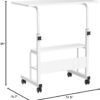 Adjustable Table Student Computer Portable Home Office Furniture Small Spaces Sofa Bedroom Bedside Desk Learn Play Game Desk on Wheels Movable with Storage Desk Size 31.5 * 15.7 Inch,White D - Image 4