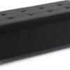 43 Inches Folding Storage Ottoman Bench, Velvet Storage Chest, Footrest Couch with Wooden Legs, Support 350lbs for Bedroom, Living Room, Hallway, Black - Image 2
