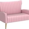 Artechworks Tufted Contemporary Velvet Wingback HighBack Loveseat Sofa Chair Upholstered Couch with Gold Metal Legs Two-Seat Sofa for Living Room Bedroom Apartment Small Space Dorm, Pink - Image 6