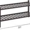 2 Tier Bamboo Shoe Rack for Closet Free Standing Wood Shoe Shelf Storage Organizer for Entryway Small Space Stackable, Brown - Image 4