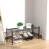 2 Tier Bamboo Shoe Rack for Closet Free Standing Wood Shoe Shelf Storage Organizer for Entryway Small Space Stackable, Brown - Image 3